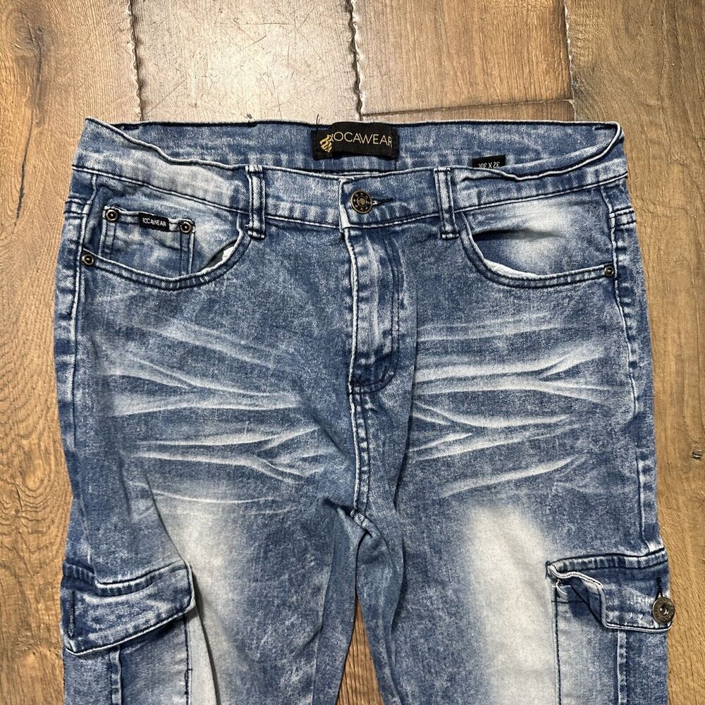 Vtg Y2K Rocawear Stretch Skinny Fit Hip Hop Streetwear Denim Jeans Mens Sz 32X29 - Picture 3 of 8